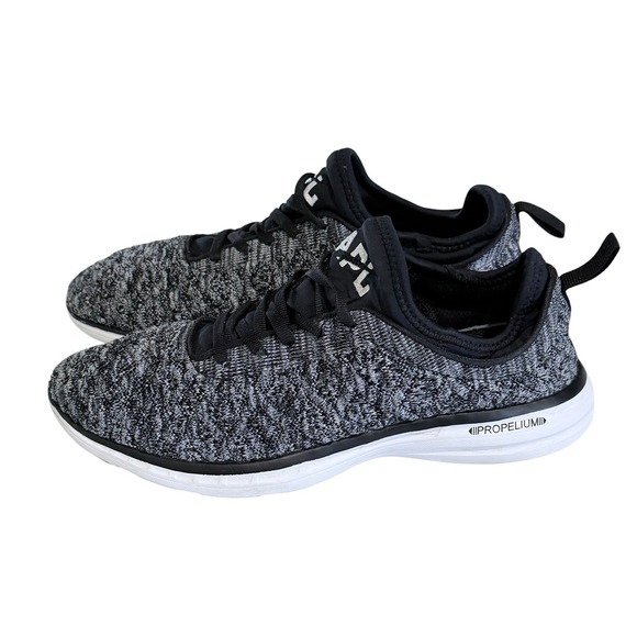APL Athletic Propulsion Labs Shoes - APL TechLoom Phantom Women 8.5 Running Shoes Black White Heathered Knit Sneakers